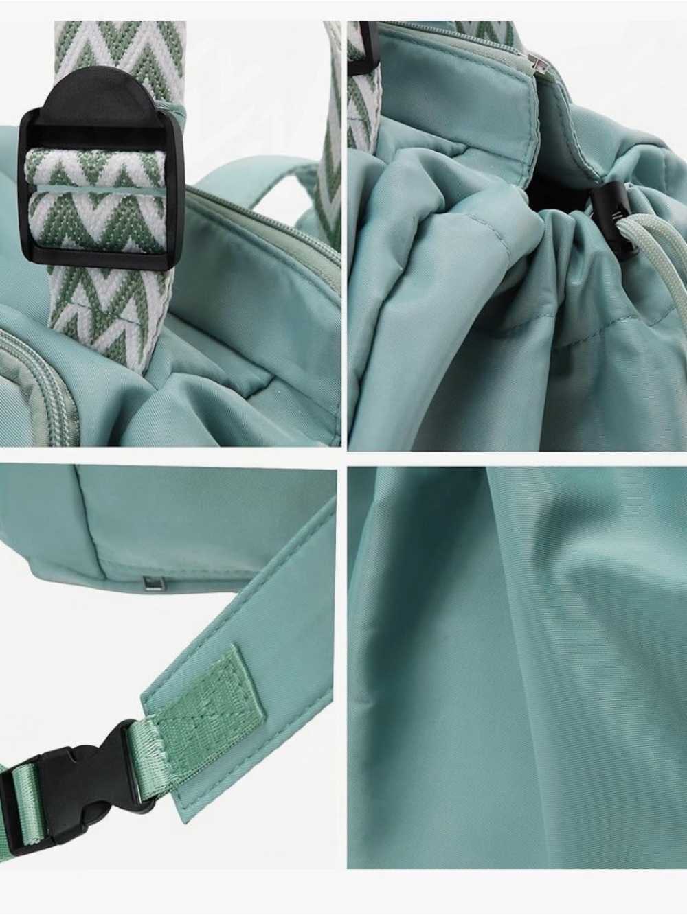 Mint Green Convertible Tote Backpack Travel Bag Aqua Multi Pocket - Picture 6 of 10